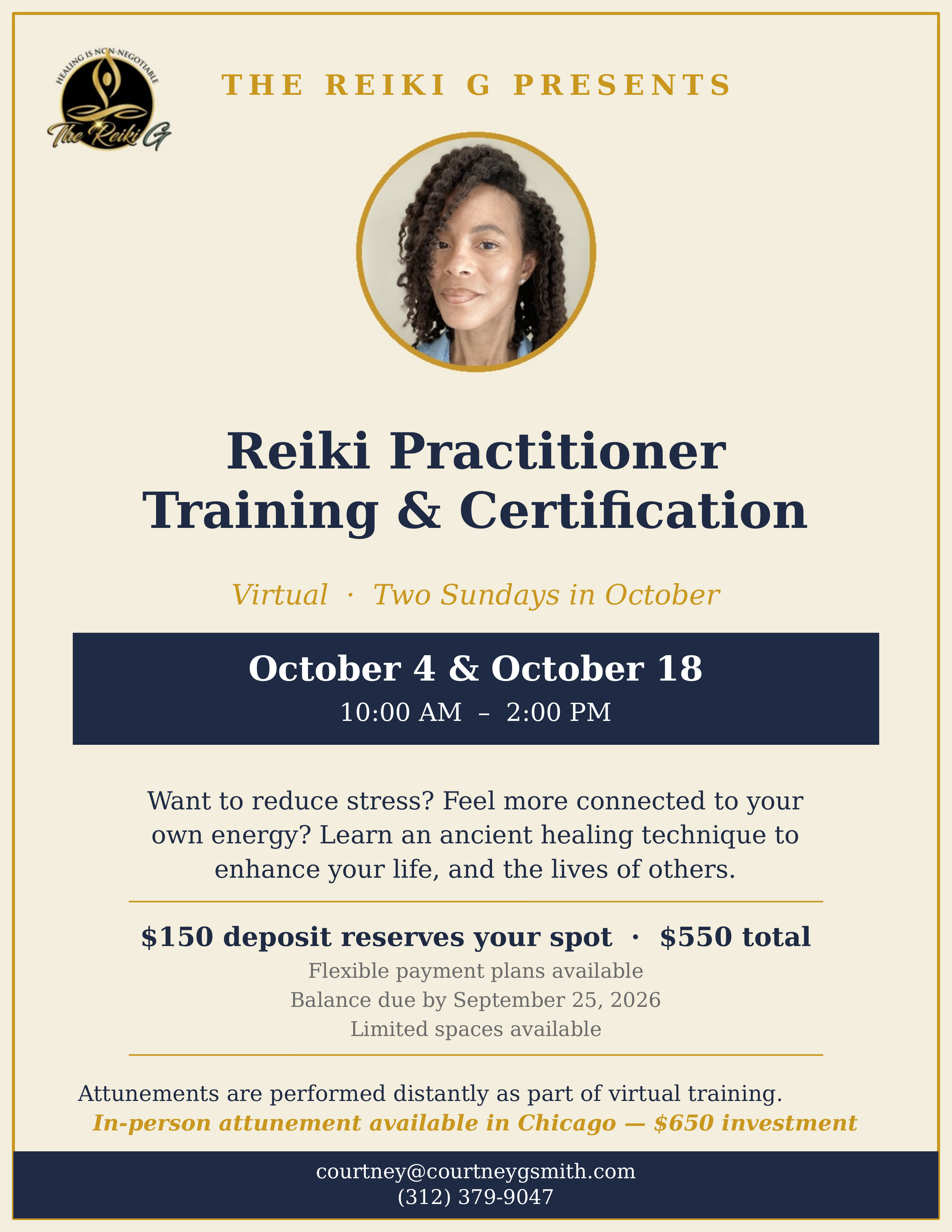 Reiki Practitioner Training & Certification — October 2026
